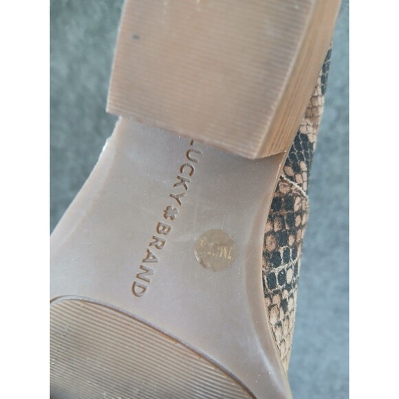 Lucky Brand Boots Booties Tresee Ankle Snake Print 7 M Shootie Leather Slip-On - Picture 5 of 7